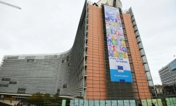 Le "Berlaymont", édifice cruciforme datant des années 60, siège de la Commission européenne, le 3 novembre 2014 à Bruxelles