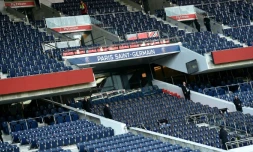 Des tribunes désertées, le 5 mars 2016 au Parc des Princes avant le match PSG-Montpellier