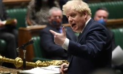 Le Premier ministre britannique Boris Johnson, le 25 janvier 2022 devant le parlement à Londres