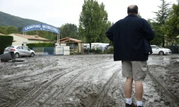 Le camping municipal de Lamalou-les-Bains dans l'Hérault après des inondations, le 18 septembre 2014