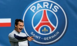 La star suédoise du PSG Zlatan Ibrahimovic lors d'une séance d'entraßnement au Camp des Loges, le 20 septembre 2013