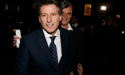 Le patron de l'IAAF Sebastian Coe à son arrivée à Londres, le 9 novembre 2015