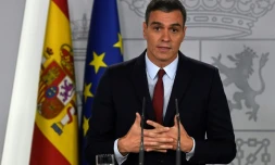 Le Premier ministre espagnol Pedro Sanchez lors d'un discours Ă Madrid le 24 octobre 2019