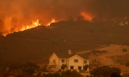 Les flammes de l'incendie "Airport Fire", près de Lake Elsinore en Californie, le 10 septembre 2024