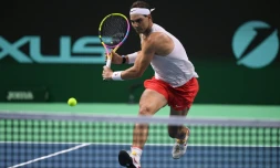 Rafa Nadal à l'entraînement à Malaga, le 18 novembre 2024 à la veille de disputer la dernière Coupe Davis de son histoire