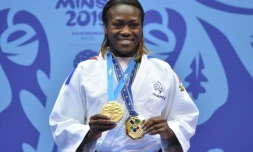 Clarisse Agbegnenou championne d'Europe des -63 kg, à Minsk, en Biélorussie, le 23 juin 2019