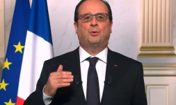 Capture d'écran de François Hollande lors de ses voeux télévisés adressés aux Français, le 31 décembre 2015