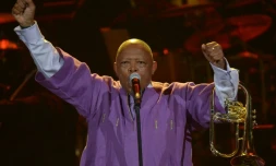 La légende de l'afro-jazz et militant anti-apartheid Hugh Masekela, le 10 février 2013 à Los Angeles