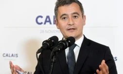 Le ministre de l'Intérieur français Gérald Darmanin à Calais, dans le Pas-de-Calais, le 28 novembre 2021