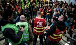Assemblée générale de salariés de la SNCF en gare de Lyon Perrache le 3 avril 2018