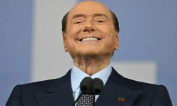 L'ex-Premier ministre italien Silvio Berlusconi, lors d'un meeting électoral à Rome le 22 septembre 2022