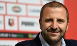 Le directeur sportif du Stade Rennais, Florian Maurice, en conférence de presse à Rennes, le 17 août 2021