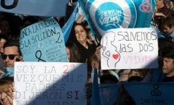 Manifestation à l'appel des églises évangéliques contre le projet de légalisation de l'avortement, le 4 août 2018 à Buenos Aires, en Argentine
