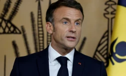Le président de la République Emmanuel Macron lors d'une cérémonie à Nouméa, en Nouvelle-Calédonie, le 24 juillet 2023