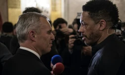 Joey Starr et Francois de Rugy, Ă Paris le 27 mars 2018