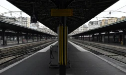 Des quais déserts gare de l'Est à Paris le 4 avril 2018, au 2e jour de la grève à la SNCF