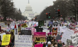 Plus de trois millions d'Américains étaient descendus dans la rue, comme ici à Washington, pour la première "Marche des femmes" au lendemain de l'investiture de Donald Trump en janvier 2017