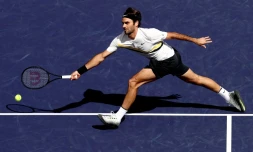 Le Suisse Roger Federer lors du tournoi d'Indian Wells, le 17 mars 2018