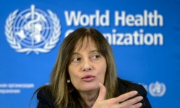 Le Dr Marie-Paule Kieny, sous-directrice générale à l'OMS, lors d'une conférence de presse le 9 janvier 2015 à Genève