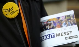 Un pamphlet électoral de la campagne pour les élections européennes du parti Libéral-démocrate, à Bristol, le 8 mai 2019