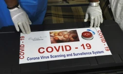 Matériel pour détecter le virus COVID-19 à Ahmedabad, en Inde, le 6 mars 2020