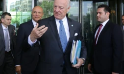 Le médiateur de l'ONU en Syrie Staffan de Mistura le 11 avril 2016 à Damas