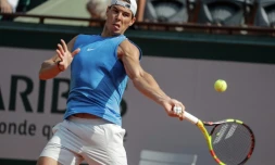 L'Espagnol Rafael Nadal à l'entraînement, le 25 mai 2018 à Roland-Garros