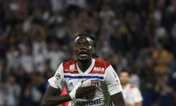 L'attaquant de Lyon Bertrand Traoré buteur lors de la victoire face à Strasbourg  2-0 le 24 août 2018