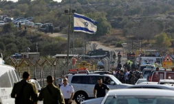 L'entrée de Har Adar, une colonie de Cisjordanie occupée située à une quinzaine de kilomètres à l'ouest de Jérusalem, le 26 septembre 2017