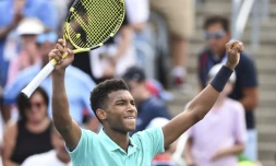 Le Canadien Felix Auger-Aliassime lors du 1er tour du tournoi ATP de Montréal, le 6 août 2019