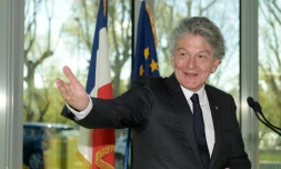 Thierry Breton, PDG du groupe Atos, le 4 avril 2019 Ă Bezons, prĂšs de Paris