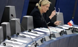 Marine Le Pen au parlement européen le 26 octobre 2016 à Strasbourg
