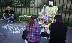 Hommage à Zhang Chaolin, un ressortissant chinois tué il y a un an jour pour jour dans une agression qualifiée de "raciste" à Aubervilliers, près de Paris, le 7 août 2017