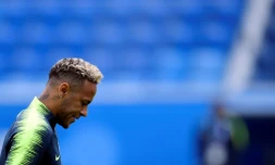 L'attaquant vedette du Brésil Neymar lors d'un entraînement, le 21 juin 2018 à Saint-Pétersbourg