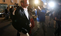 Le vice-président de l'Organisation des producteurs de Normandie-centre, Sebastien Amand, à son arrivée le 30 août 2016 à la préfecture de Laval