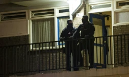 Le 27 mars 2016 des policiers après l'arrestation d'Anis B. à Rotterdam