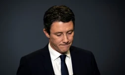 Benjamin Griveaux annonce dans les locaux de l'AFP son retrait de la campagne municipale à Paris le 14 février 2020