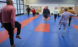 Séance de gym adaptée mise en place par la Fédération française de cardiologie de Meurthe-et-Moselle, dans le cadre du sport sur ordonnance, à Nancy