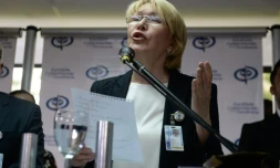 Luisa Ortega, procureure générale du Venezuela, lors d'une conférence de presse, le 24 mai 2017 à Caracas