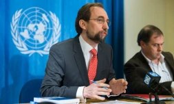 Le Haut Commissaire de l'ONU aux droits de l'homme, Zeid Ra'ad Al Hussein, lors d'une conférence de presse le 1er février 2016 à Genève