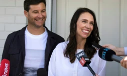 La Première ministre de Nouvelle-Zélande Jacinda Ardern et son compagnon Clarke Gayford announce annoncent à la presse qu'ils attendent leur premier enfant, le 19 janvier à Auckland
