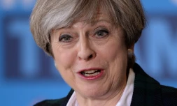 Theresa May en campagne à Carlton près de Nottingham, le 10 mai 2017