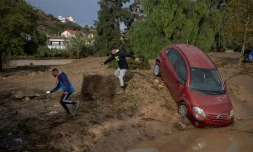 Une rue inondée à Alora, prÚs de Malaga dans le sud de l'Espagne, le 29 octobre 2024