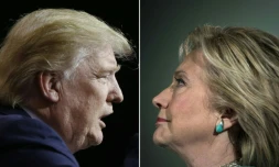 Donald Trump à Cleveland dans l'Ohio, le 22 octobre 2016 et Hillary Clinton, à Manchester dans le New Hampshire le 6 novembre 2016