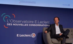 Michel-Edouard Leclerc, patron de l'enseigne, lors de la "Journée des nouvelles consommations", à Paris, le 4 octobre 2017