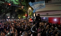 Manifestation de soutien à la vice-présidente argentine Cristina Krichner devant son domicile à Buenos Aires, le 27 août 2022