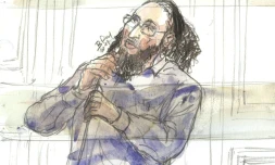 Abdelkader Merah dessiné lors de sa comparution devant la cour d'assises de Paris, le 13 octobre 2017