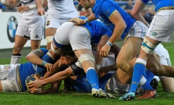 Le Français Paul Gabrillagues inscrit un essai face à l'Italie, le 23 février 2018 à Marseille