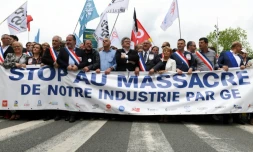 Jean-Luc Mélenchon dans la manifestation, le 22 juin 2019 à Belfort, contre le plan social de General Electric 