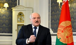 Le président du Bélarus Alexandre Loukachenko lors d'une interview exclusive données à l'AFP à Minsk le 21 juillet 2022
